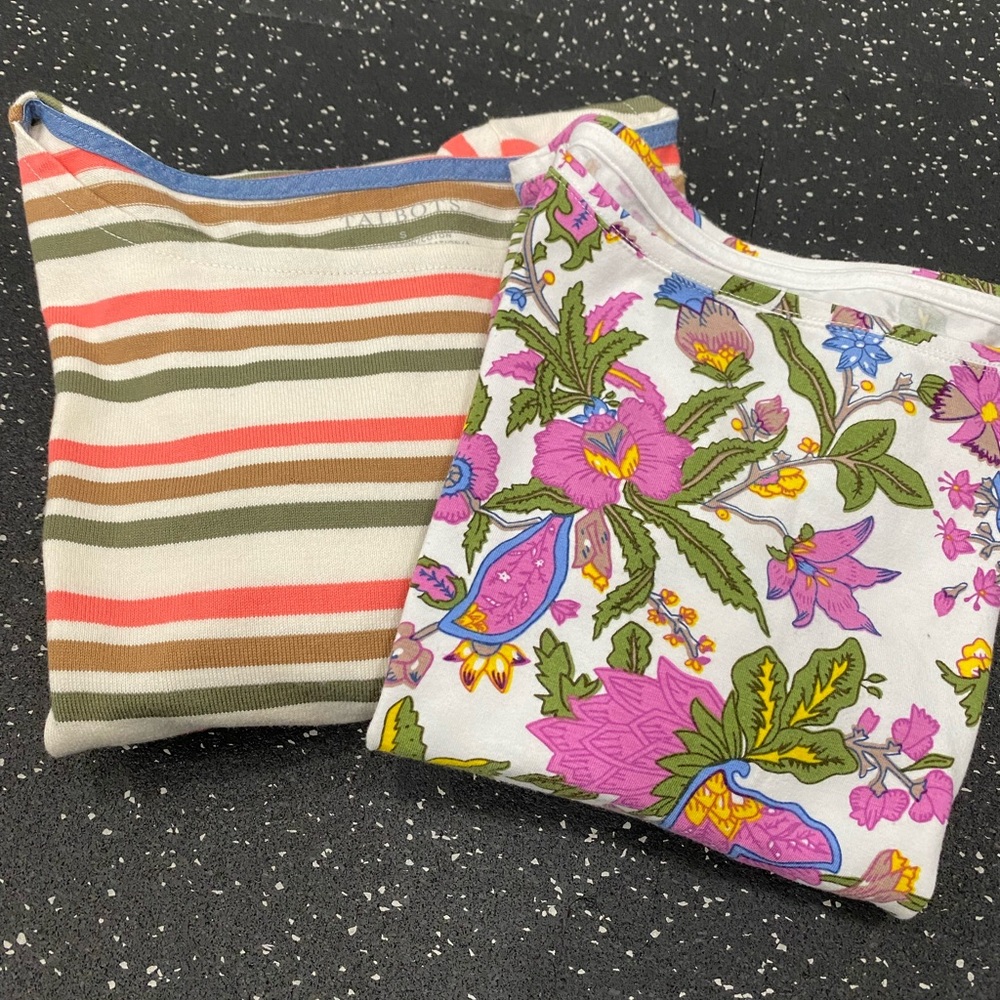 Lot of 2 Talbots shirts. Size small. Floral and Striped long sleeves